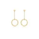 Gold Circle Charm Drop Earrings - Dracakis Jewellers